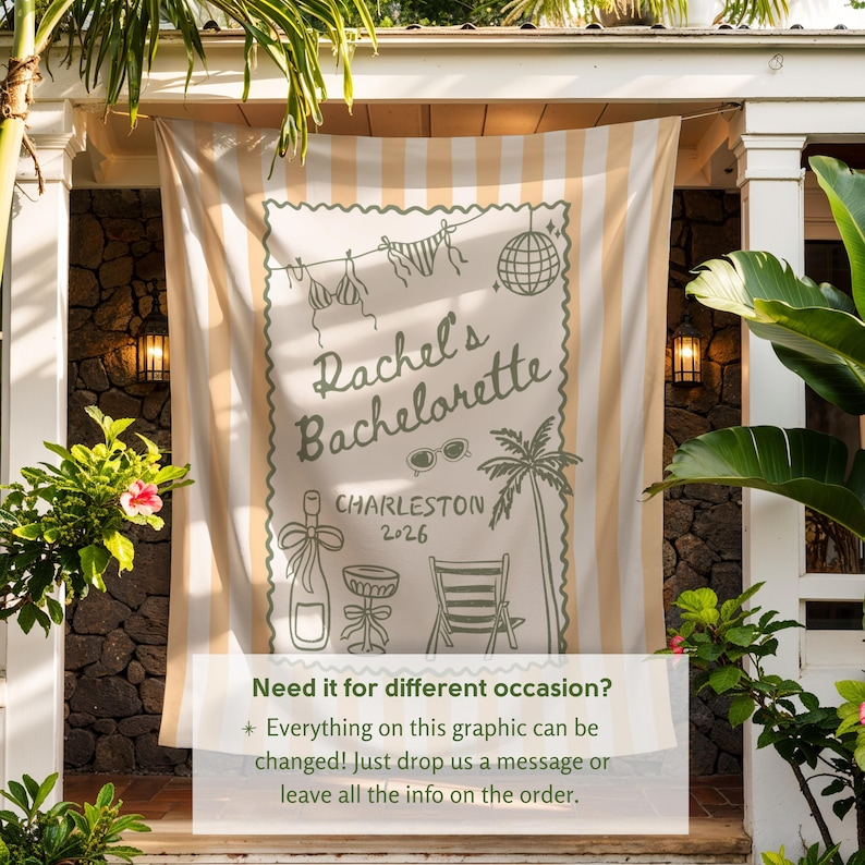 Custom Coastal Bachelorette Banner: Beach Bach Tapestry, Toast on the Coast Party Decor