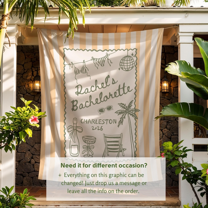 Custom Coastal Bachelorette Banner: Beach Bach Tapestry, Toast on the Coast Party Decor