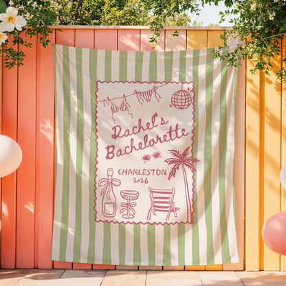 Custom Coastal Bachelorette Banner: Beach Bach Tapestry, Toast on the Coast Party Decor