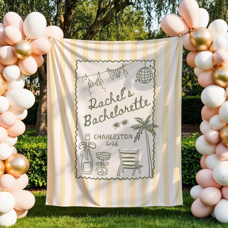 Custom Coastal Bachelorette Banner: Beach Bach Tapestry, Toast on the Coast Party Decor