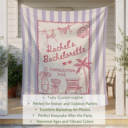 Custom Coastal Bachelorette Banner: Beach Bach Tapestry, Toast on the Coast Party Decor