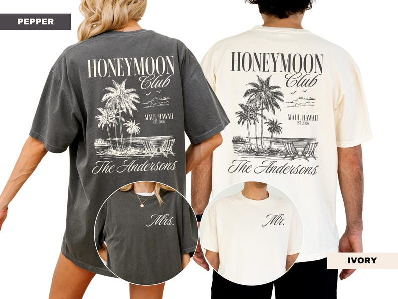 Comfort Colors® Honeymoon Club Shirt, Custom Mr And Mrs Shirts, Newlywed Wedding Shirt, Just Married Shirt, Wife And Husband Shirt