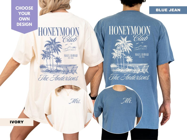 Comfort Colors® Honeymoon Club Shirt, Custom Mr And Mrs Shirts, Newlywed Wedding Shirt, Just Married Shirt, Wife And Husband Shirt