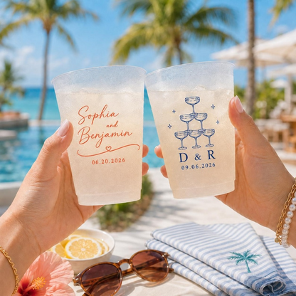 Personalized Reusable Frosted Cups, Custom Plastic Drink Cups, Wedding Party Cups, Birthday Cups, Bridal Shower Decorations