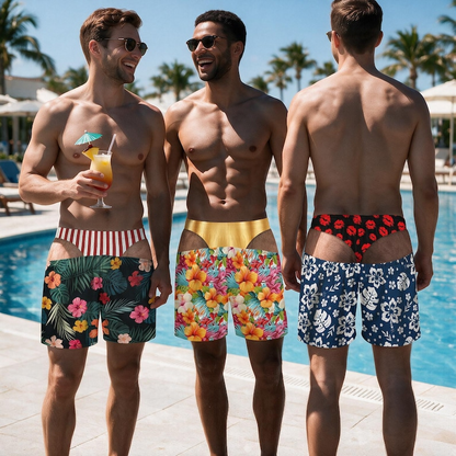 Funny Men's Beach Shorts, Custom Fake Underwear Swim Trunks, Bachelor Party/Birthday Gag Gift for Him