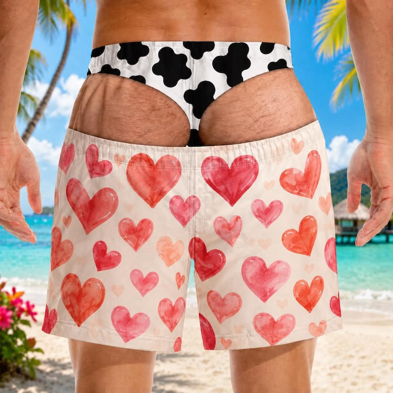 Personalized Funny Men Swim Trunks, Custom Gag Gift for Him, Big Booty Beach Shorts for boyfriends, Bachelor Party Bathing Suit, Funny Gift