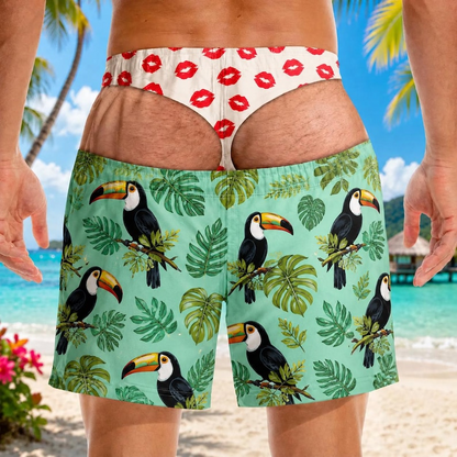 Personalized Funny Men Swim Trunks, Custom Gag Gift for Him, Big Booty Beach Shorts for boyfriends, Bachelor Party Bathing Suit, Funny Gift