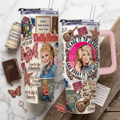 Dolly Parton Here You Come Again Tumbler with Handle & Straw